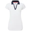 FootJoy Cap Sleeve Print Trim Lisle polo femme, blanc/marine
