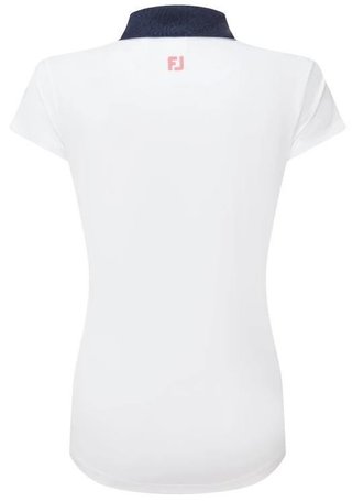 FootJoy Cap Sleeve Print Trim Lisle polo femme, blanc/marine
