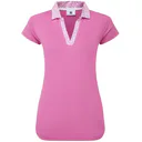 FootJoy Cap Sleeve Print Trim Lisle polo femme, berry/berry