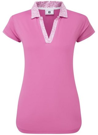 FootJoy Cap Sleeve Print Trim Lisle polo femme, berry/berry