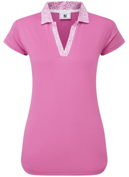 FootJoy Cap Sleeve Print Trim Lisle polo femme, berry/berry