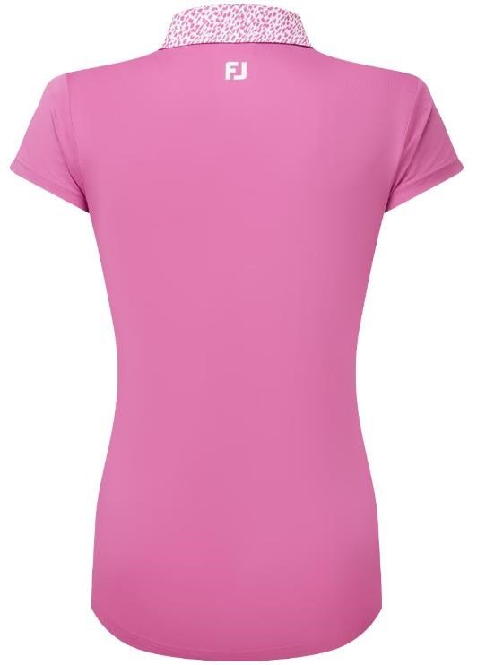 FootJoy Cap Sleeve Print Trim Lisle polo femme, berry/berry
