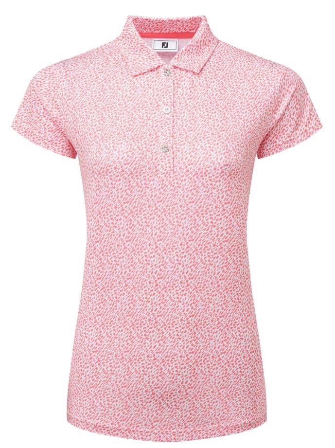 FootJoy Animal Print Cap Sleeve Lisle polo femme, pink lemonade
