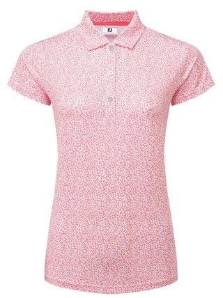 FootJoy Animal Print Cap Sleeve Lisle polo femme, pink lemonade