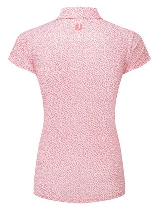 FootJoy Animal Print Cap Sleeve Lisle polo femme, pink lemonade
