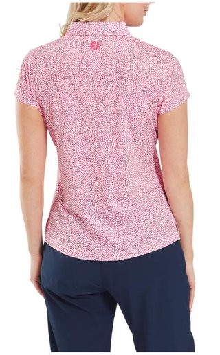 FootJoy Animal Print Cap Sleeve Lisle polo femme, pink lemonade
