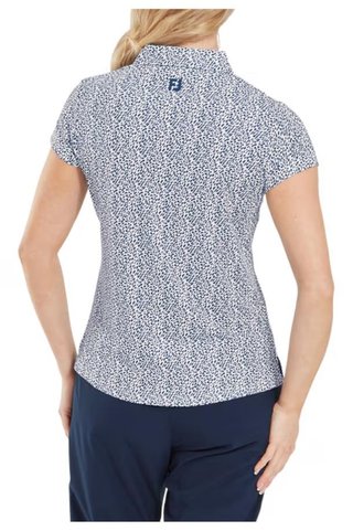 FootJoy Animal Print Cap Sleeve polo femme, skyway/white/navy