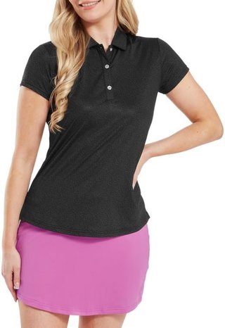 FootJoy Animal Print Cap Sleeve polo femme, noir
