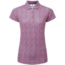 FootJoy Animal Print Cap Sleeve polo femme, blanc/berry/noir