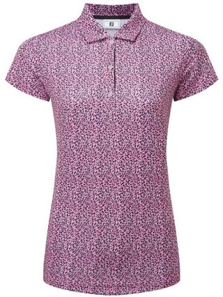 FootJoy Animal Print Cap Sleeve polo femme, blanc/berry/noir
