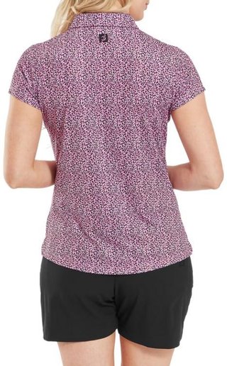 FootJoy Animal Print Cap Sleeve polo femme, blanc/berry/noir