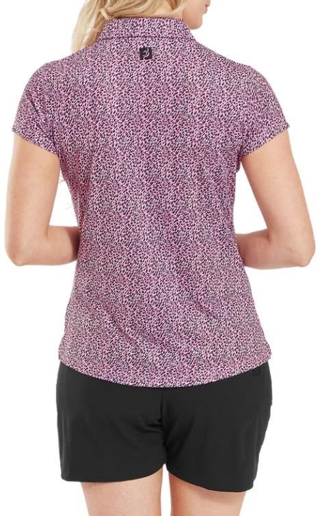 FootJoy Animal Print Cap Sleeve polo femme, blanc/berry/noir