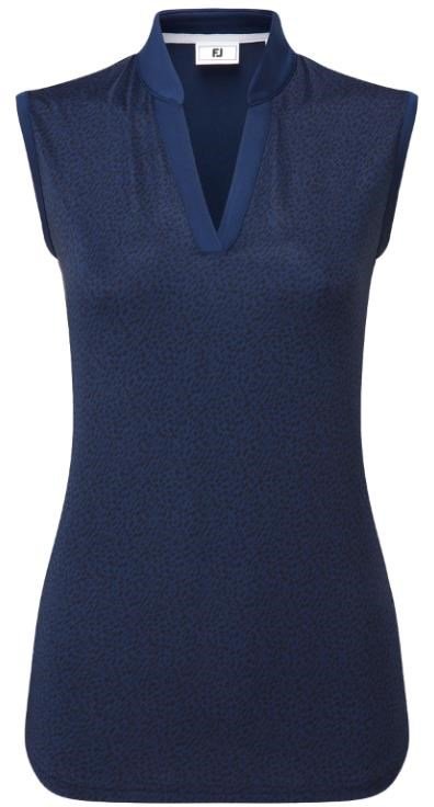 FootJoy Animal Print Sleeveless Lisle polo femme, marine