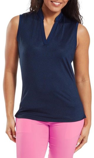 FootJoy Animal Print Sleeveless Lisle polo femme, marine
