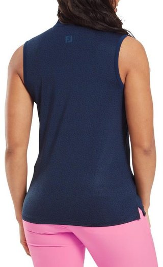 FootJoy Animal Print Sleeveless Lisle polo femme, marine