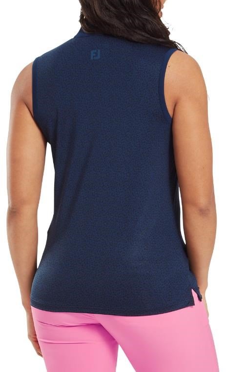 FootJoy Animal Print Sleeveless Lisle polo femme, marine