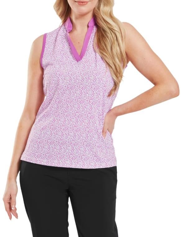 FootJoy Animal Print Sleeveless polo femme, berry