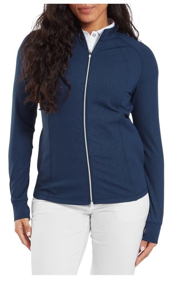 FootJoy Embossed Full-Zip Midlayer pull femme, navy