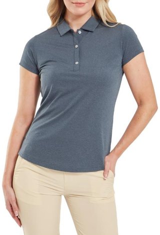 FootJoy Cap Sleeve Lisle polo femme, heather navy