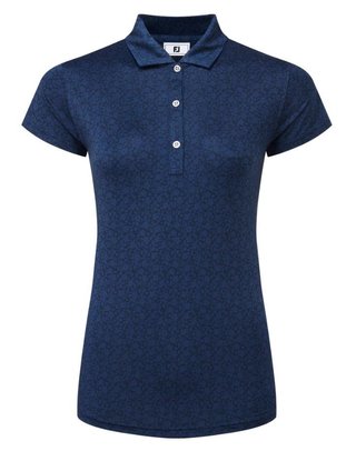 FootJoy Painted Floral Cap Sleeve Lisle polo femme, marine