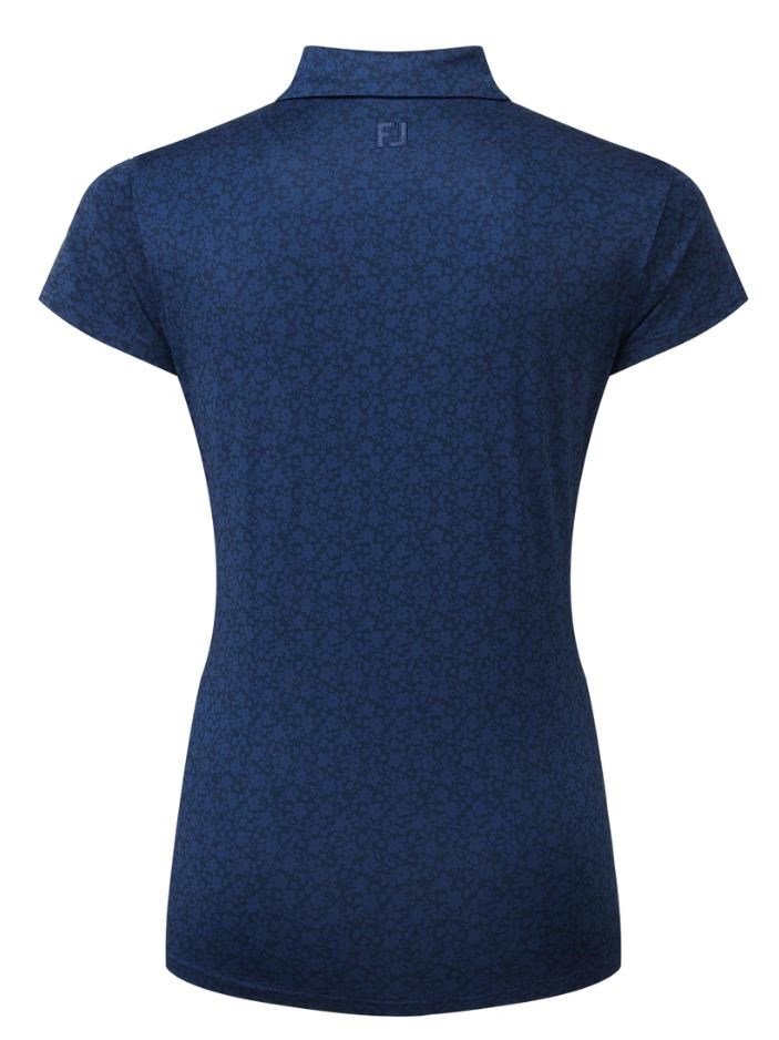 FootJoy Painted Floral Cap Sleeve Lisle polo femme, marine