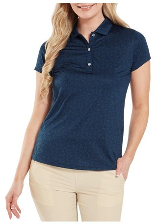 FootJoy Painted Floral Cap Sleeve Lisle polo femme, marine