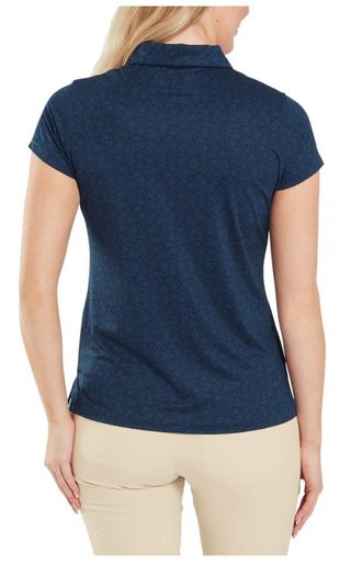 FootJoy Painted Floral Cap Sleeve Lisle polo femme, marine
