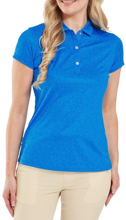 FootJoy Painted Floral Cap Sleeve Lisle polo femme, cobalt