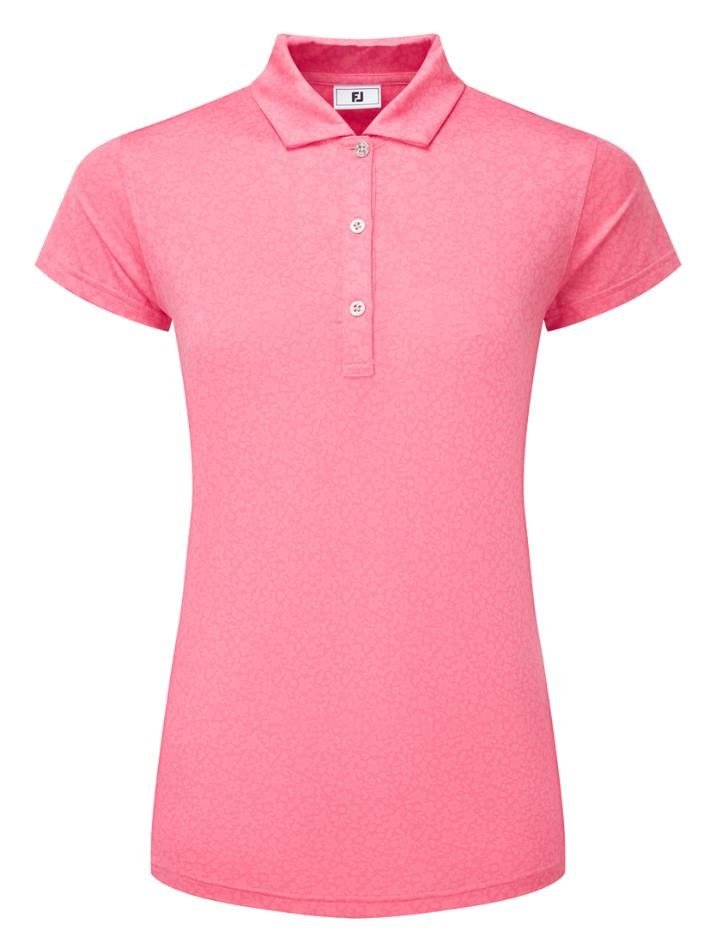 FootJoy Painted Floral Cap Sleeve polo femme, pink lemonade