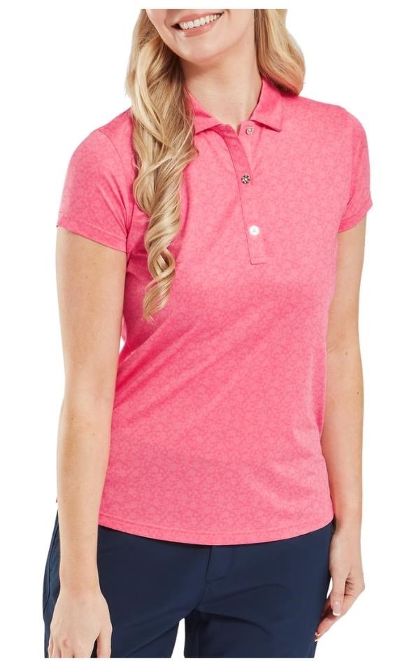 FootJoy Painted Floral Cap Sleeve polo femme, pink lemonade