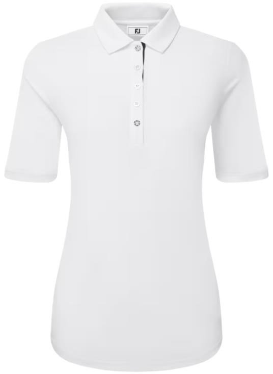 FootJoy Half Sleeve Ruched Lisle polo femme, blanc