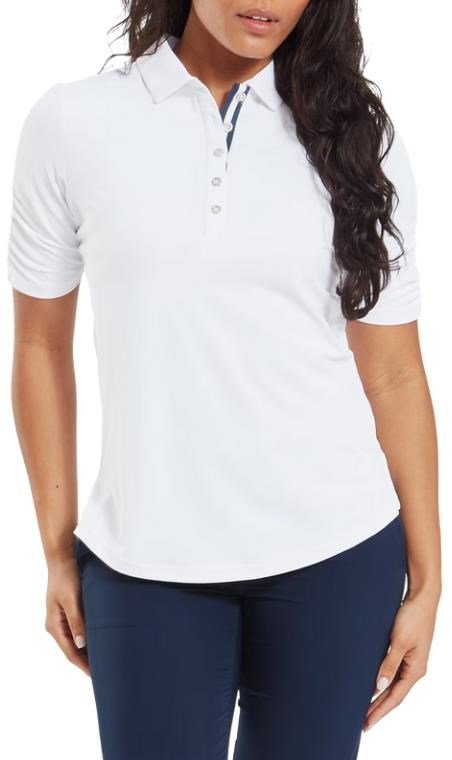 FootJoy Half Sleeve Ruched Lisle polo femme, blanc