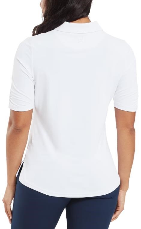 FootJoy Half Sleeve Ruched Lisle polo femme, blanc