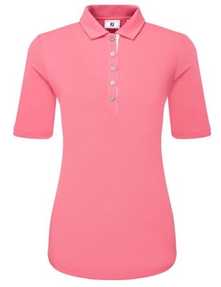 FootJoy Half Sleeve Ruched Lisle polo femme, pink lemonade