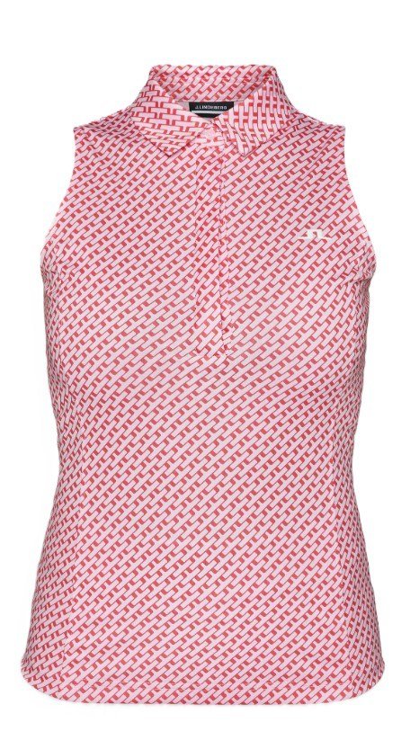J.Lindeberg Dena Print sans manches polo femme, tour geo pink