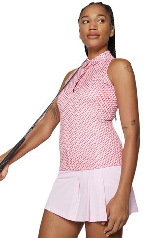 J.Lindeberg Dena Print sans manches polo femme, tour geo pink