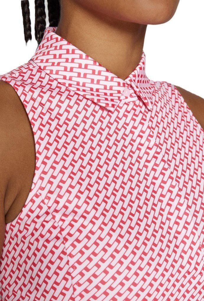 J.Lindeberg Dena Print sans manches polo femme, tour geo pink