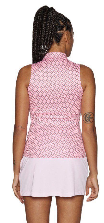 J.Lindeberg Dena Print sans manches polo femme, tour geo pink