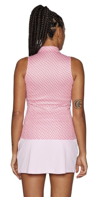 J.Lindeberg Dena Print sans manches polo femme, tour geo pink