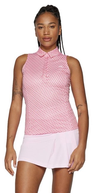 J.Lindeberg Dena Print sans manches polo femme, tour geo pink
