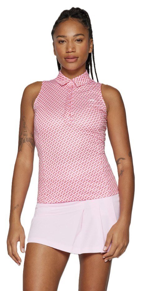 J.Lindeberg Dena Print sans manches polo femme, tour geo pink