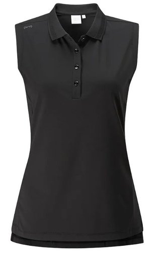 PING Solene Sleeveless polo femme, noir