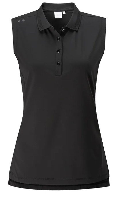 PING Solene Sleeveless polo femme, noir
