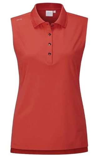 PING Solene sleeveless polo femme, rich red