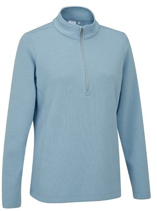 PING Lyla half zip ribbed fleece femme, bleu ciel chiné