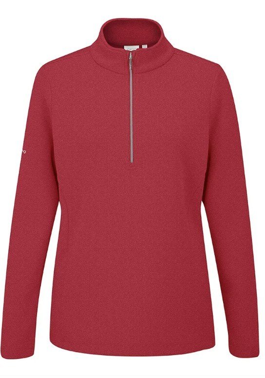 PING Lyla Half Zip Ribbed polaire femme, rich red marl