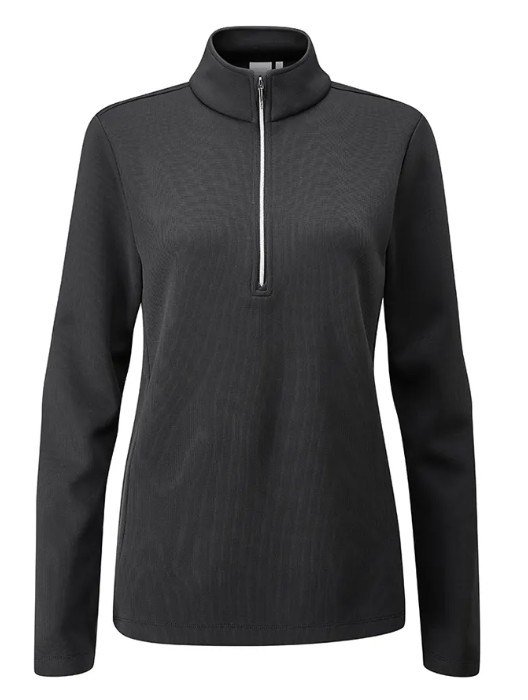 PING Lyla Half Zip Ribbed sweat polaire femme, noir