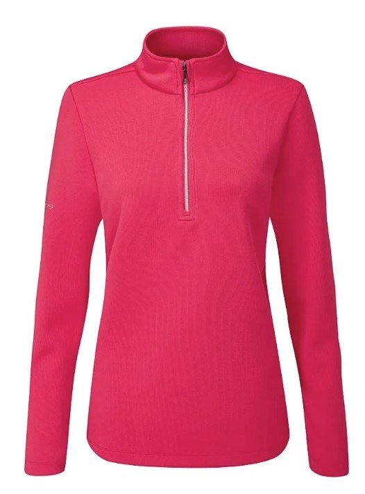 PING Lyla half zip ribbed femme polaire, rosebud