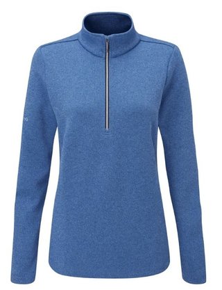 PING Lyla half zip ribbed fleece femme, snorkel blue marl