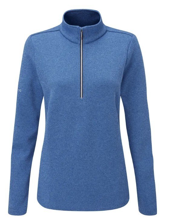 PING Lyla half zip ribbed fleece femme, snorkel blue marl